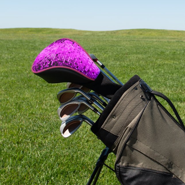 Hot-Rosa-Diskothek, Quadrate und Glitzern Golf Headcover (In SItu)