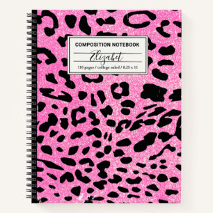 Hot-Rosa-Glitzer-Leopard-Notebook Notizbuch
