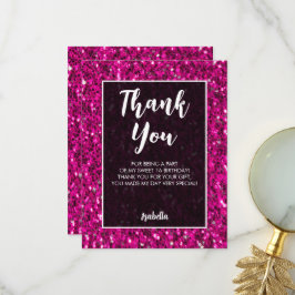 Hot Rosa Glitzern Glitzer Sweet 16 elegante Drehbu Dankeskarte