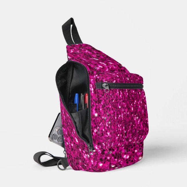 Hot-Rosa-Glitzern Imitate Glitzer Crossbody Bag (Offen)