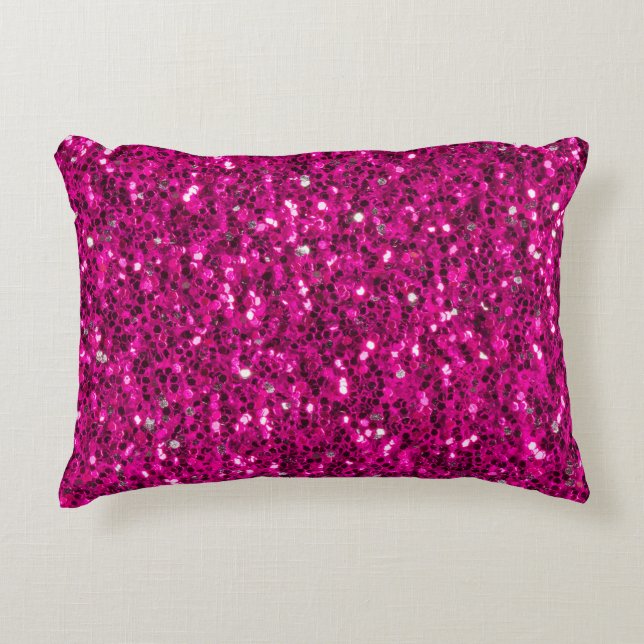 Hot-Rosa-Glitzern Imitate Glitzer Dekokissen (Vorderseite)