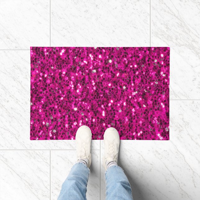 Hot-Rosa-Glitzern Imitate Glitzer Fußmatte (Indoor)