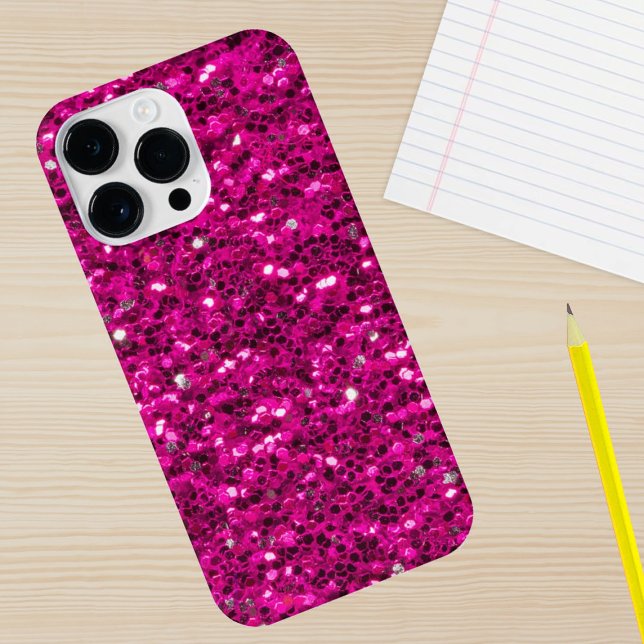 Hot-Rosa-Glitzern Imitate Glitzer iPhone 15 Pro Max Hülle (Von Creator hochgeladen)