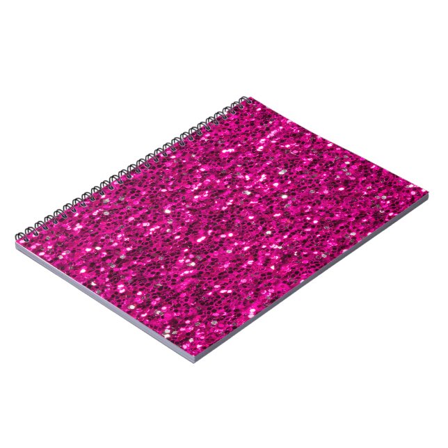 Hot-Rosa-Glitzern Imitate Glitzer Notizblock (Linke Seite)
