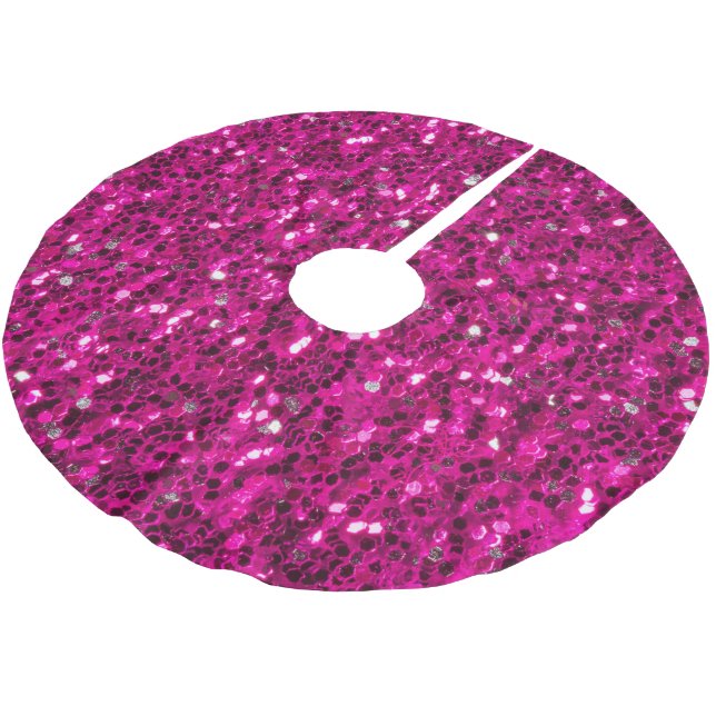 Hot-Rosa-Glitzern Imitate Glitzer Polyester Weihnachtsbaumdecke (Schrägansicht)
