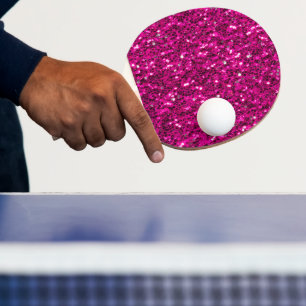 Hot-Rosa-Glitzern Imitate Glitzer Tischtennis Schläger