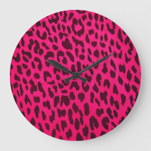 Hot-Rosa-Leopard-Wandklemme Große Wanduhr