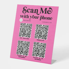 Hot rosa Modernes QR-Netzwerk scannbar  Sockelschild