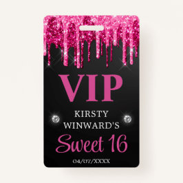 Hot-Rosa- und Black-Driving-Glitzer 16 . Geburtsta Ausweis