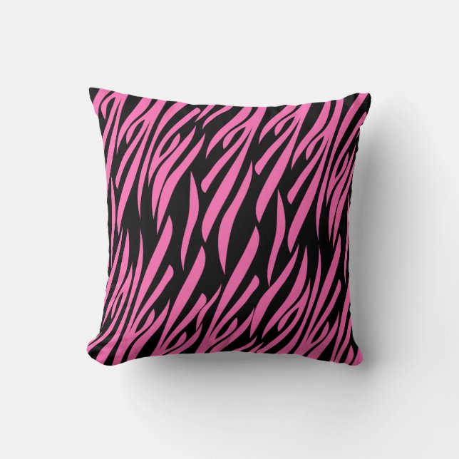 Hot Rosa und Black Zebra Print Kissen (Vorderseite)