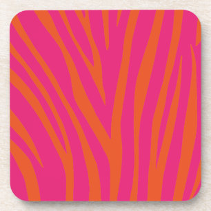 Hot Rosa und Bright Orange Zebra Streifen Getränk Getränkeuntersetzer