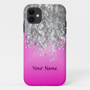 Hot-Rosa und Imitat Glitzer iPhone 11 Hülle