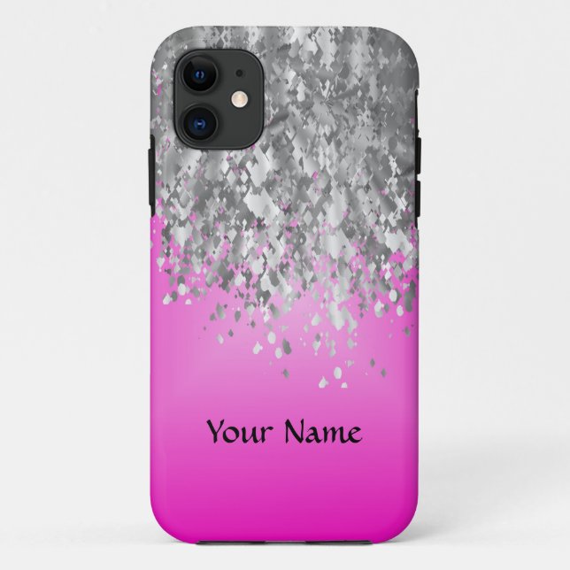 Hot-Rosa und Imitat Glitzer Case-Mate iPhone Hülle (Rückseite)