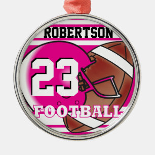 Hot Rosa und White Football Silbernes Ornament