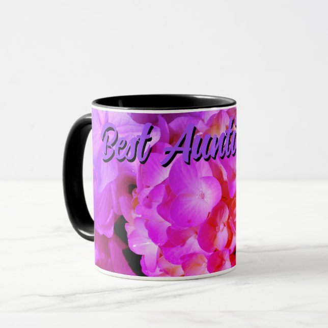 Hot rosa violette Blumen Blumen Hydrangeas Tasse (Vorderseite Links)