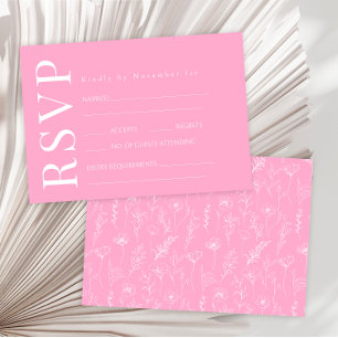 Hot rosa weiße Blütenblüte rustikale Hochzeitskart RSVP Karte