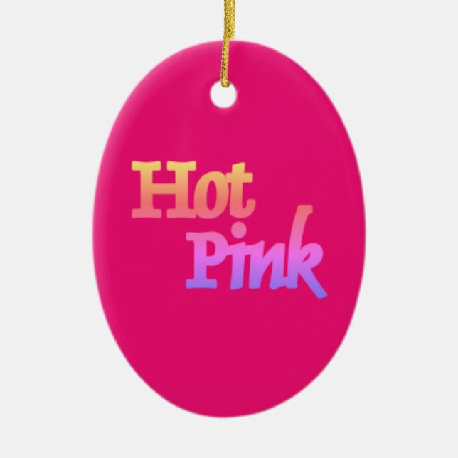 Hot rose avec nom céramique ornement ovale (Devant)