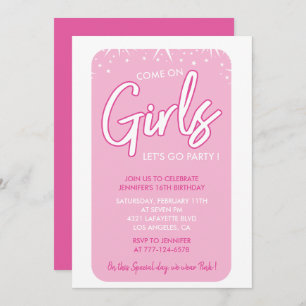 Hot rose doux 16 invitations moderne girly