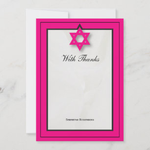 Hot rose Elegant Fabric Bat mitzvah Merci Note