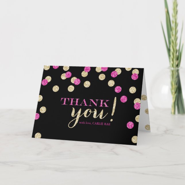 Hot rose et Gold Parties scintillant Merci Cartes (Devant)