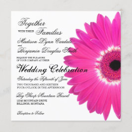 Hot rose Gerber Daisy Flower Wedding Invitations