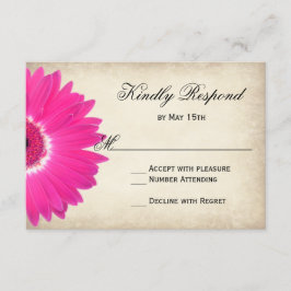 Hot rose Gerber Daisy Mariage rustique Cartes RSVP