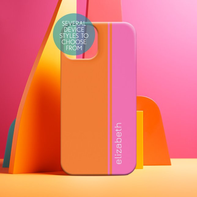 Hot rose orange élégant moderne minimaliste Nom de (Personalized Phone Case)