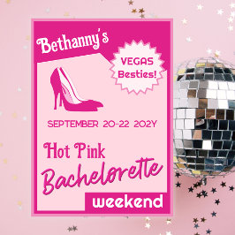 Hot rose Stiletto Guérit Bachelorette Invitation