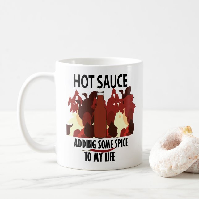 Hot Sauce Ketchup Fire Red Chili Pepper Kaffeetasse (Mit Donut)