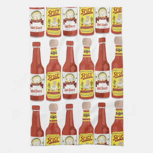 HOT SAUCE Spicy Cat Picante White Geschirrtuch