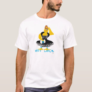 HOT SCHICK Haare in einem schwarz-weißen Kleid T-Shirt