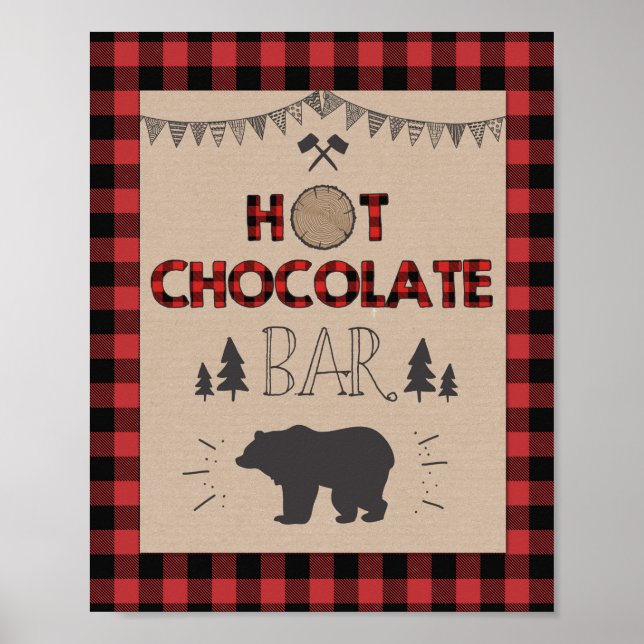 Hot Schokolade Bar Sign Lumberjack Kakaoschild Poster (Vorne)