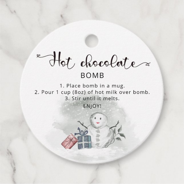 Hot-Schokolade-Bombe-Tag. Winterwärme Kakaobombe F Geschenkanhänger (Vorderseite)