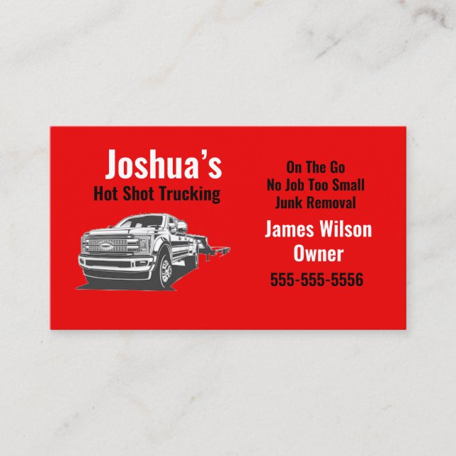 Hot Shot Trucking Red Business Card Visitenkarte (Vorderseite)