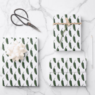 HOT & SPICY Jalapeño Chile Paprikaschoten Muster Geschenkpapier Set