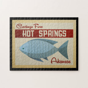 Hot Springs Arkansas Blue Fish Vintage Travel