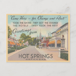 Hot Springs Arkansas Carte postale de voeux Vintag
