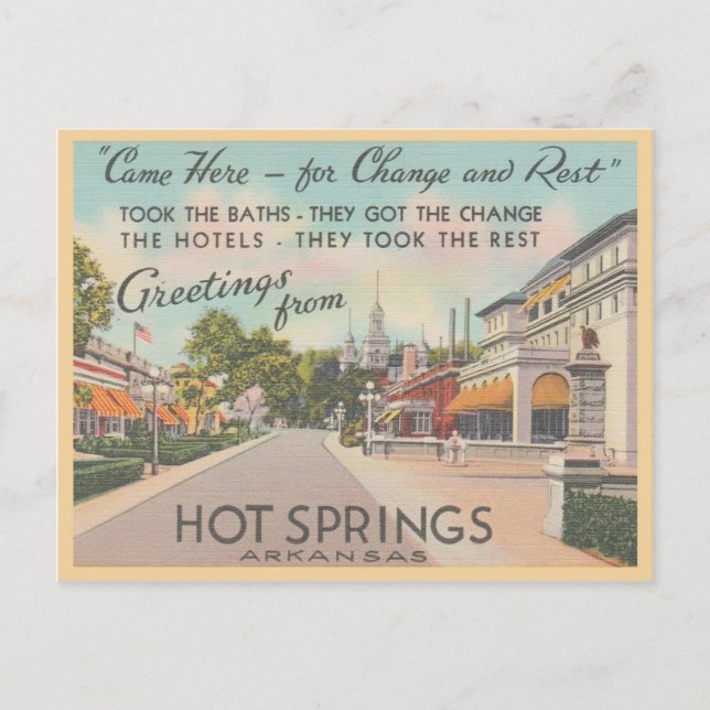Hot Springs Arkansas Carte postale de voeux Vintag (Devant)