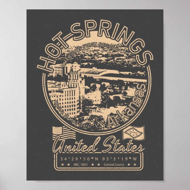 HOT SPRINGS ARKANSAS - STADT WARTER SPRINGS VINTAG POSTER (Vorne)