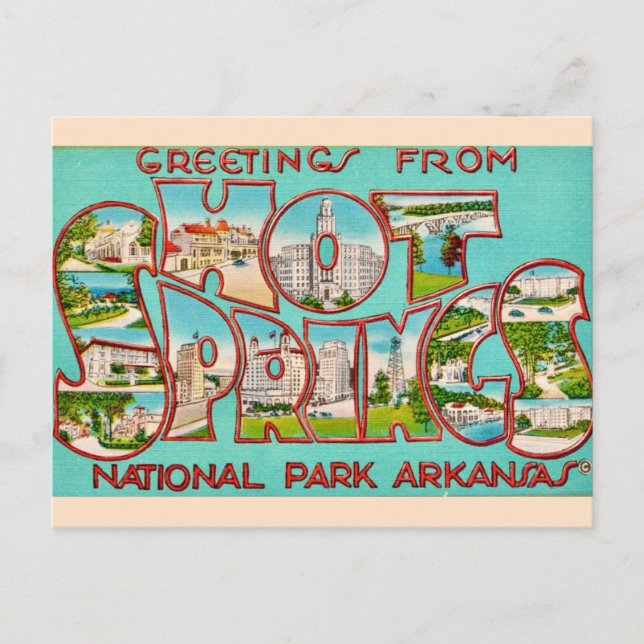 Hot Springs Arkansas Vintage Postkarte (Vorderseite)