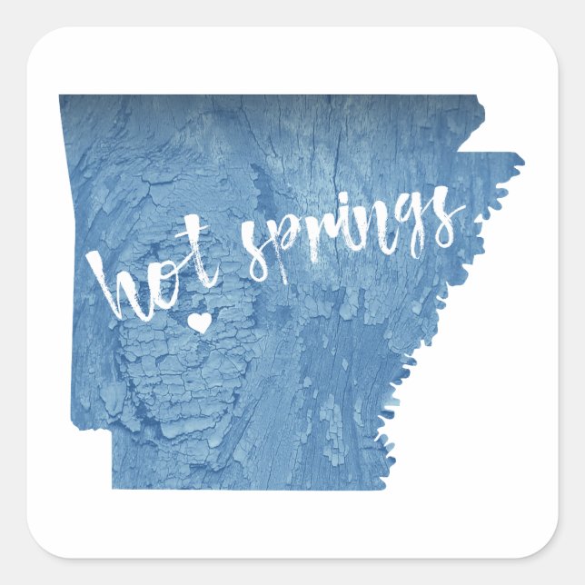 Hot Springs Arkansas Wood Grain Quadratischer Aufkleber (Vorderseite)