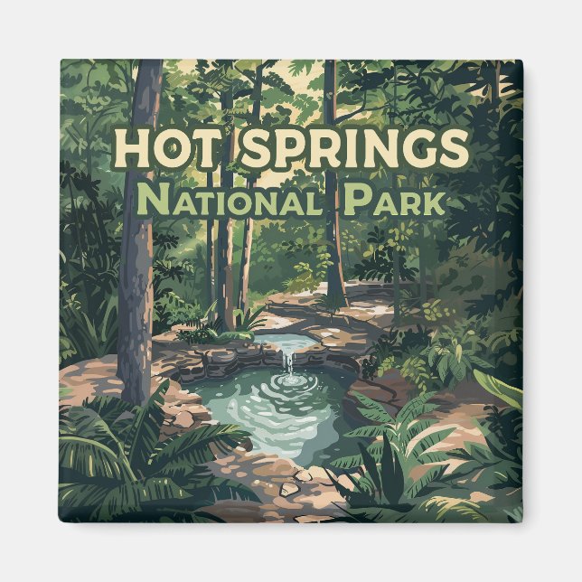 Hot Springs Nationalpark Arkansas Retro Magnet (Vorne)