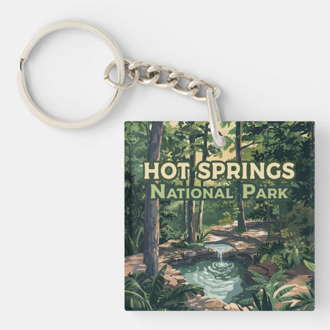 Hot Springs Nationalpark Arkansas Retro Schlüsselanhänger (Vorderseite)