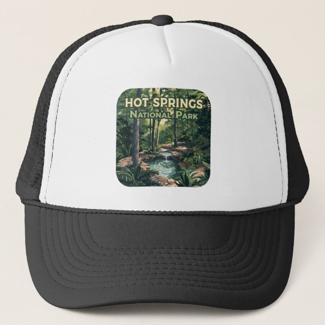 Hot Springs Nationalpark Arkansas Retro Truckerkappe (Vorderseite)