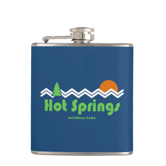Hot Springs Nationalpark Retro Flachmann (Vorderseite)