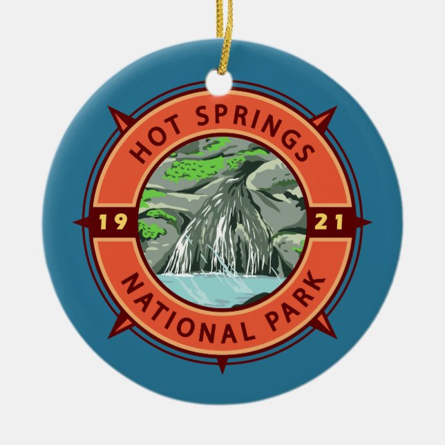 Hot Springs Nationalpark Retro Kompass Emblem Keramik Ornament (Vorne)