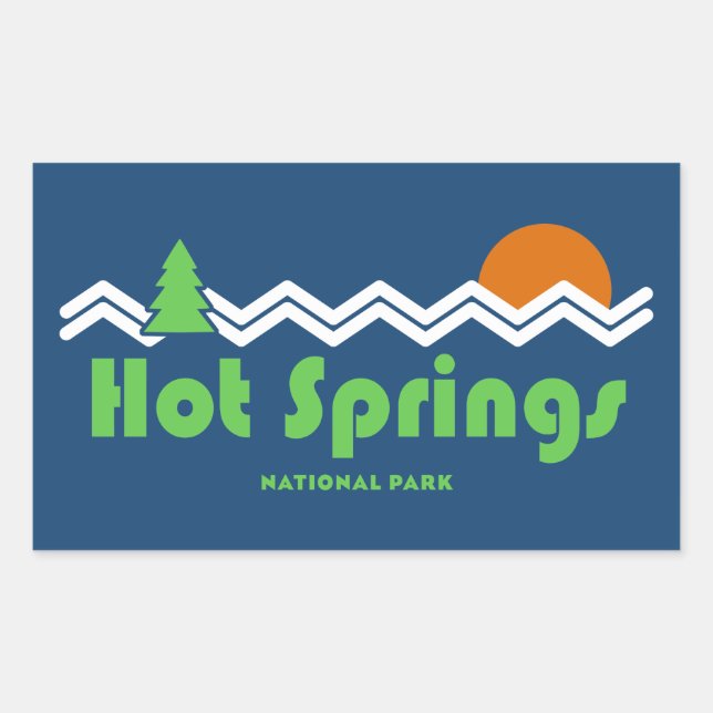 Hot Springs Nationalpark Retro Rechteckiger Aufkleber (Vorderseite)
