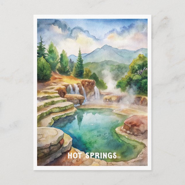 Hot Springs Nationalpark Wasserfarbenmalerei Postkarte (Vorderseite)