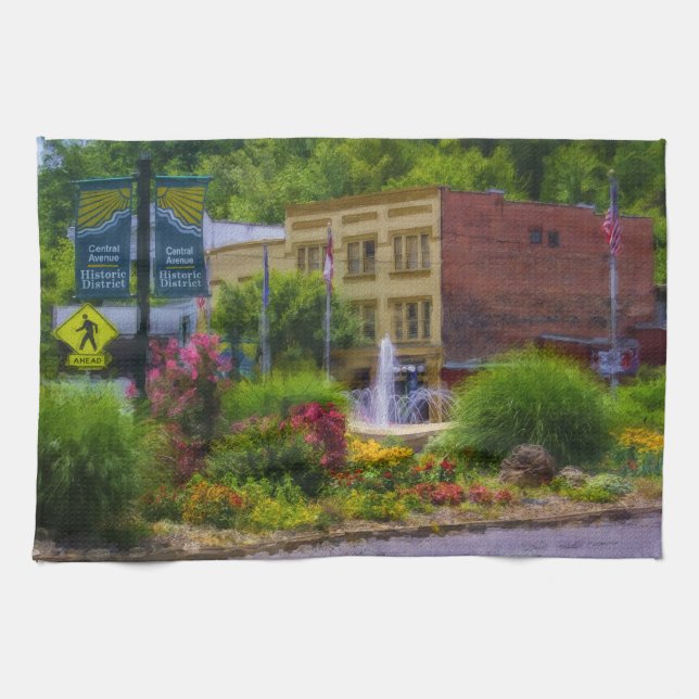 Hot Springs Roundabout Painterly Geschirrtuch (Horizontal)
