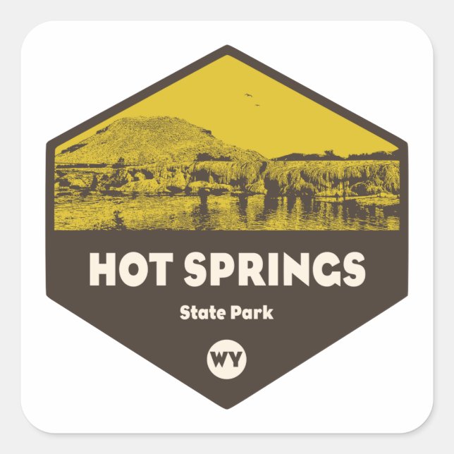 Hot Springs Staat Park Wyoming Quadratischer Aufkleber (Vorderseite)
